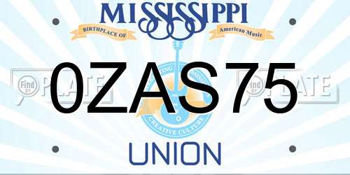 0ZAS75 Mississippi License Plate