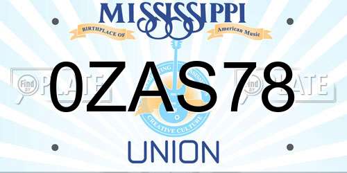 0ZAS78 Mississippi License Plate