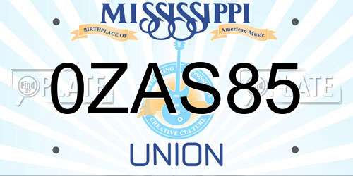 0ZAS85 Mississippi License Plate