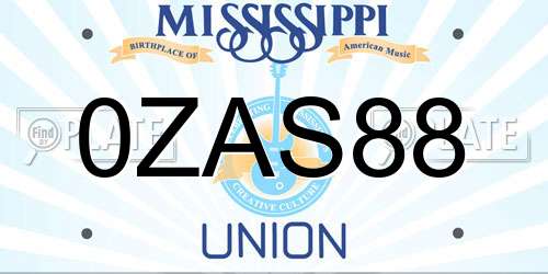 0ZAS88 Mississippi License Plate