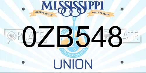 0ZB548 Mississippi License Plate