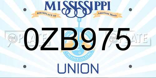 0ZB975 Mississippi License Plate