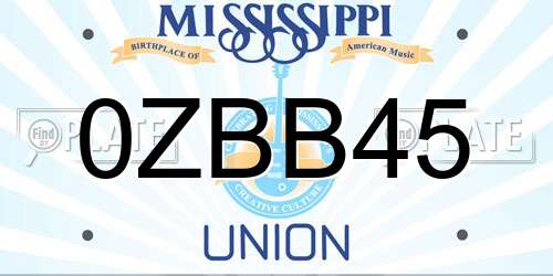 0ZBB45 Mississippi License Plate