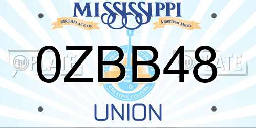 0ZBB48 Mississippi License Plate
