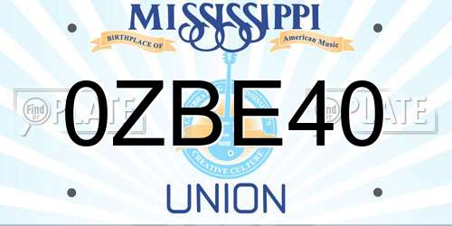 0ZBE40 Mississippi License Plate