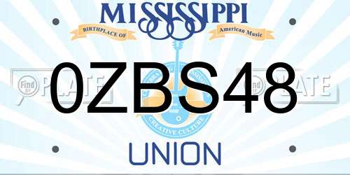 0ZBS48 Mississippi License Plate