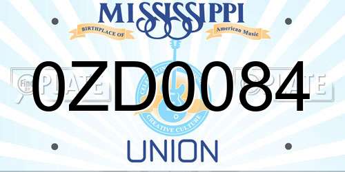 0ZD0084 Mississippi License Plate