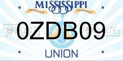 0ZDB09 Mississippi License Plate