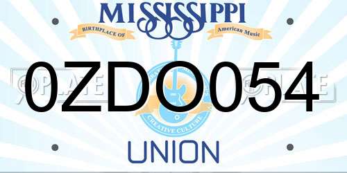 0ZDO054 Mississippi License Plate