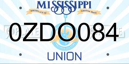 0ZDO084 Mississippi License Plate