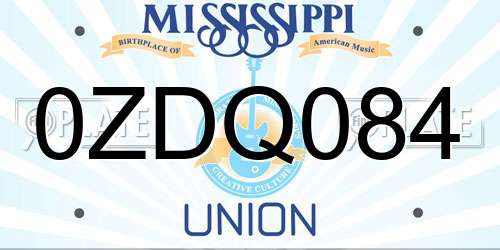 0ZDQ084 Mississippi License Plate