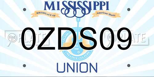 0ZDS09 Mississippi License Plate