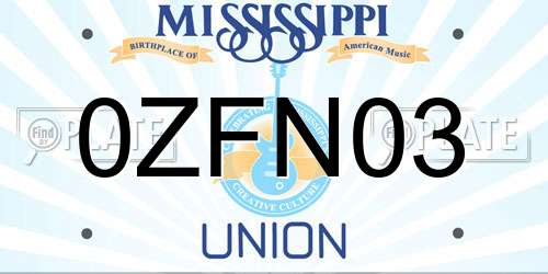 0ZFN03 Mississippi License Plate