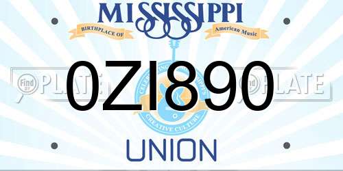 0ZI890 Mississippi License Plate