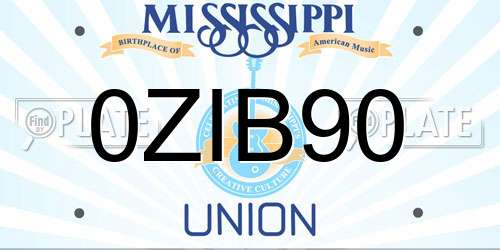 0ZIB90 Mississippi License Plate