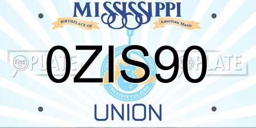 0ZIS90 Mississippi License Plate