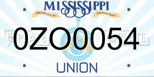 0ZO0054 Mississippi License Plate