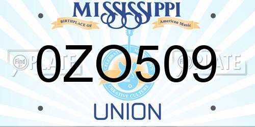 0ZO509 Mississippi License Plate