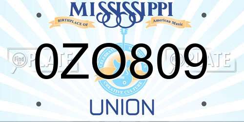 0ZO809 Mississippi License Plate