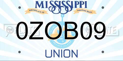0ZOB09 Mississippi License Plate