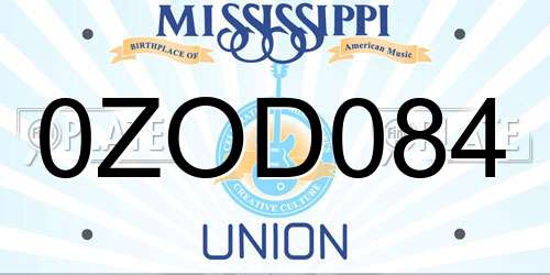 0ZOD084 Mississippi License Plate
