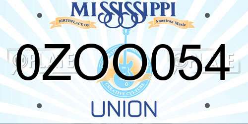 0ZOO054 Mississippi License Plate