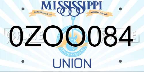 0ZOO084 Mississippi License Plate