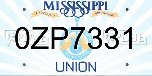 0ZP7331 Mississippi License Plate