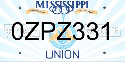 0ZPZ331 Mississippi License Plate