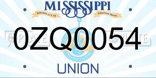 0ZQ0054 Mississippi License Plate