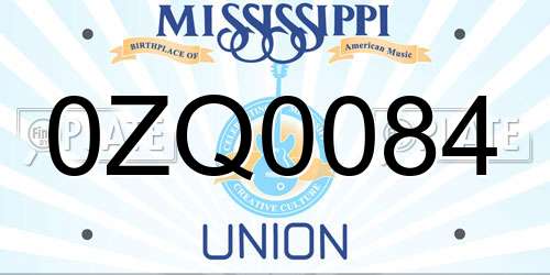 0ZQ0084 Mississippi License Plate