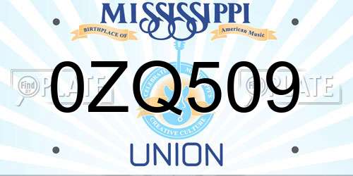0ZQ509 Mississippi License Plate