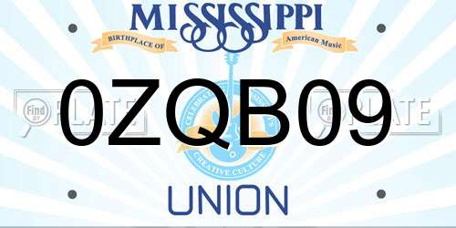 0ZQB09 Mississippi License Plate