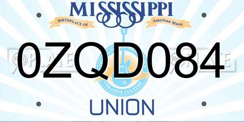 0ZQD084 Mississippi License Plate