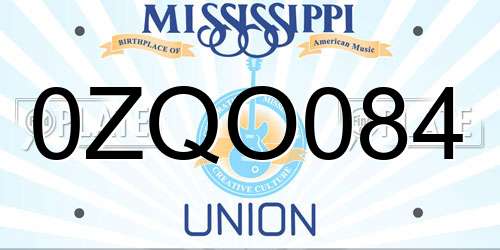 0ZQO084 Mississippi License Plate