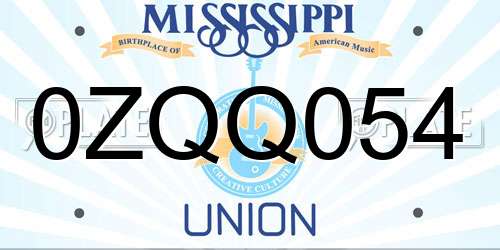 0ZQQ054 Mississippi License Plate