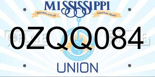 0ZQQ084 Mississippi License Plate