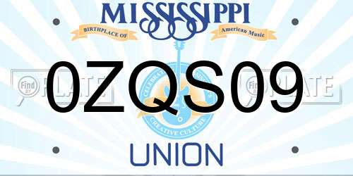 0ZQS09 Mississippi License Plate