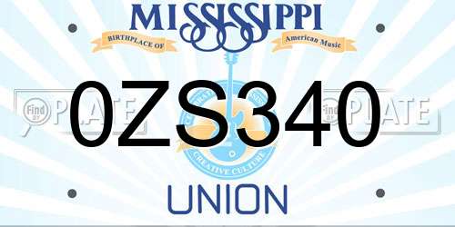 0ZS340 Mississippi License Plate