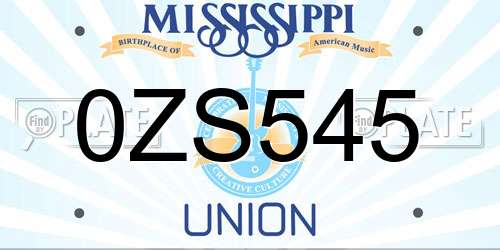 0ZS545 Mississippi License Plate