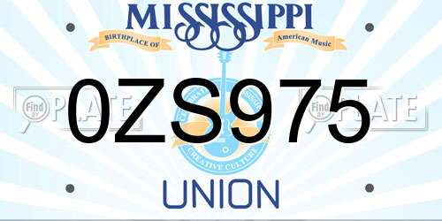0ZS975 Mississippi License Plate