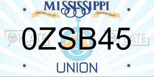 0ZSB45 Mississippi License Plate