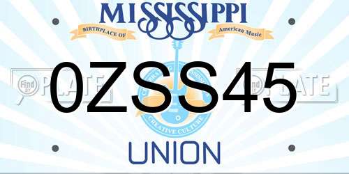 0ZSS45 Mississippi License Plate