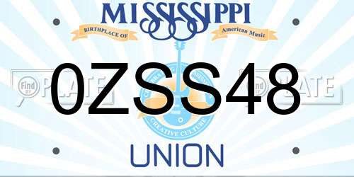 0ZSS48 Mississippi License Plate