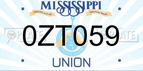 0ZT059 Mississippi License Plate