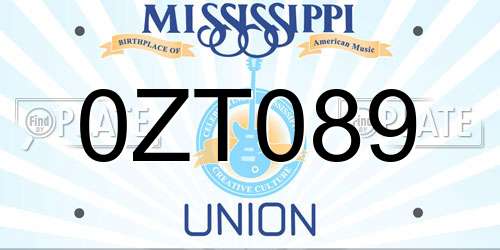 0ZT089 Mississippi License Plate