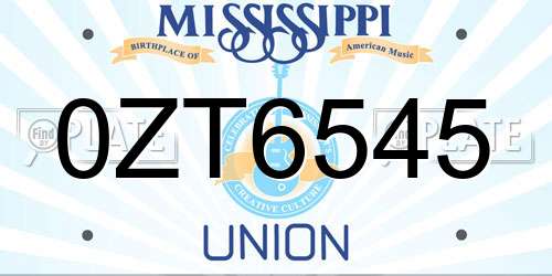0ZT6545 Mississippi License Plate