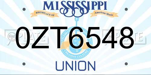0ZT6548 Mississippi License Plate