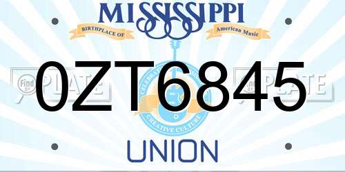0ZT6845 Mississippi License Plate