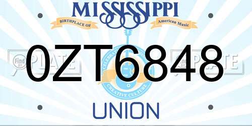 0ZT6848 Mississippi License Plate